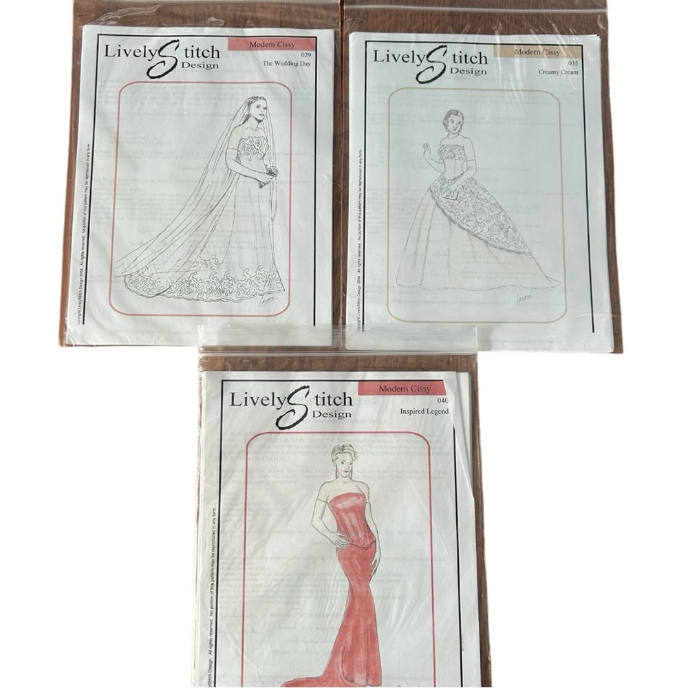 NEW Lively Stitch Design Modern Cissy Lot of 3 UNCUT Patterns Wedding Evenin…